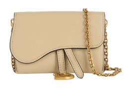 Christian Dior Nano Saddle Pouch, Leather, Beige, 43MA0290, S/DB, 2*